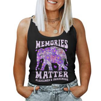Memories Matter Alzheimer's Awareness Purple Elephant Flower Women Tank Top | Mazezy