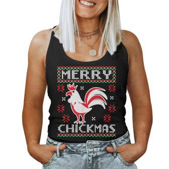 Merry Chickmas Chicken Ugly Christmas Sweater Women Tank Top | Mazezy