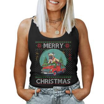 Merry Christmas 2023 Sweater Ugly French Bulldog Xmas Lights Women Tank Top | Mazezy