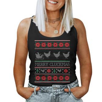 Merry Christmas Farmer Chicken Ugly Christmas Sweaters Women Tank Top - Monsterry AU