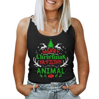 Merry Christmas You Filty Animal Xmas Family Ugly Sweater Women Tank Top | Mazezy