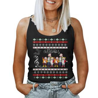 Merry Christmas Ugly Sweater Carolers Singing Caroling Women Tank Top - Seseable