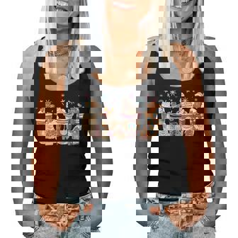 Merry Christmas Gingerbread Cookie Coffee Cups Latte Drink Women Tank Top | Seseable UK