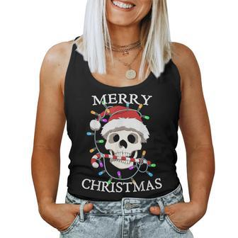 Merry Christmas Skull Skeleton Women Women Tank Top - Seseable