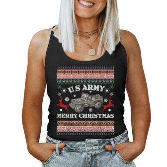 Merry Christmas-Us Army-Ugly Christmas Sweater T Women Tank Top | Mazezy