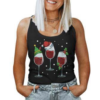 Merry Christmas Wine Lover Red White Alcoholic Drink Grapes Women Tank Top | Mazezy