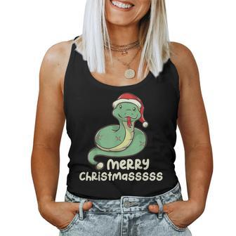 Merry Christmasss Snake Serpent Ugly Christmas Sweater Women Tank Top | Seseable CA