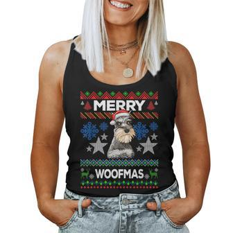 Merry Woofmas Ugly Sweater Christmas Schnauzer Lover Women Tank Top - Seseable
