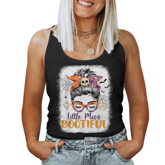 Messy Bun Little Miss Bootiful Boo Halloween Costume Girls Women Tank Top - Seseable