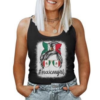 Mexican Girl Mexico Messy Bun Mexican Flag Hispanic Heritage Women Tank Top - Thegiftio UK
