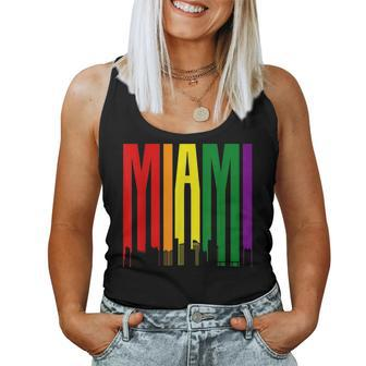 Miami Florida Skyline Lgbtq Gay Pride Rainbow Women Tank Top | Mazezy