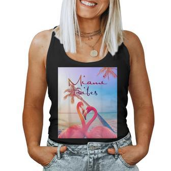 Miami Vibes Graphic - Vibrant Summer Flamingo Colors Women Tank Top | Mazezy