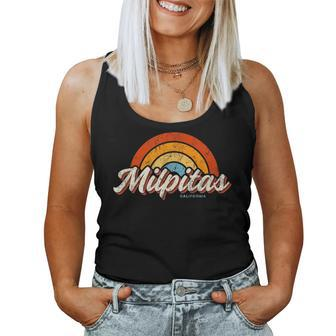 Milpitas California Ca Vintage Rainbow Retro 70S Women Tank Top | Mazezy CA