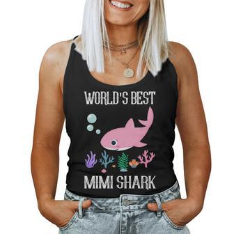 Mimi Grandma Gift Worlds Best Mimi Shark Women Tank Top Weekend Graphic - Seseable