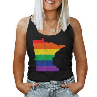 Minnesota Pride Rainbow Flag Map Gay Lesbian Lgbt Support Women Tank Top | Mazezy