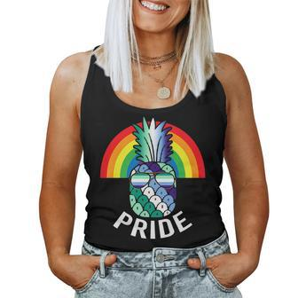 Mlm Gay Pride Rainbow Pineapple Lgbt Mlm Flag Sunglasses Women Tank Top | Mazezy