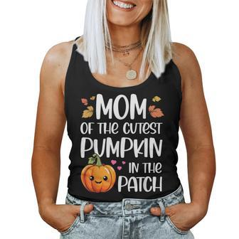 Mom Of Cutest Pumpkin In The Patch Halloween Thanksgiving Women Tank Top - Seseable