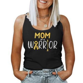 Mom Of A Warrior Childhood Cancer Ribbon Awareness Family Women Tank Top - Seseable