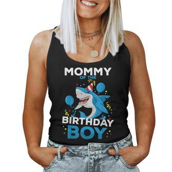 Mommy Of The Birthday Boy Shark Ocean Theme Matching Family Women Tank Top Basic Casual Daily Weekend Graphic - Seseable
