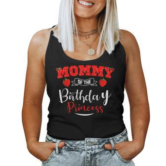 Mommy Of The Birthday Princess Strawberry Theme Bday Party Women Tank Top Basic Casual Daily Weekend Graphic - Seseable