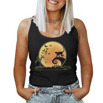 Monkey And Moon Scary Animals Halloween Costume Women Tank Top | Mazezy