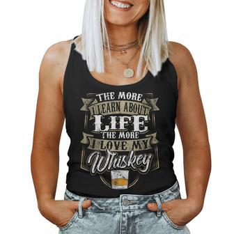 More I Learn Life Love Whiskey Drinking Father Day Dad Women Tank Top Basic Casual Daily Weekend Graphic - Thegiftio UK