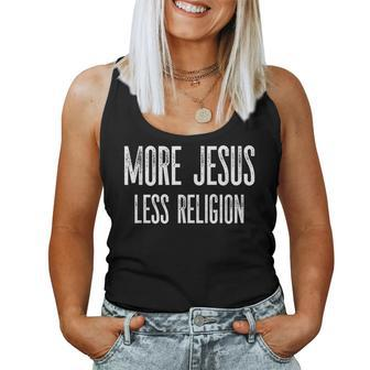 More Jesus Less Religion Christian Vintage Distressed Women Tank Top Basic Casual Daily Weekend Graphic - Thegiftio UK