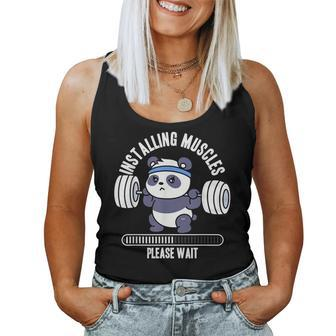 Muscle Building Fitness Panda Weight Lifting Barbell Workout Women Tank Top - Seseable