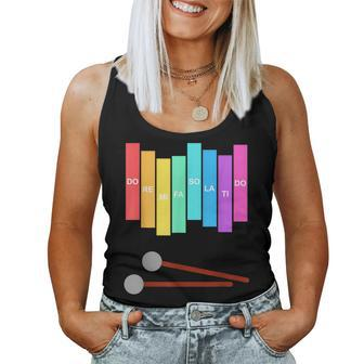 Music Xylophone Vintage Percussion Instrument Rainbow Colour Women Tank Top | Mazezy