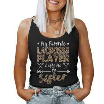 My Favorite Lacrosse Player Calls Me Sister Leopard Women Tank Top Basic Casual Daily Weekend Graphic - Thegiftio UK