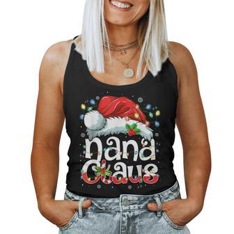 Nana Claus Christmas Lights Santa Hat Pajama Family Matching Women Tank Top - Seseable