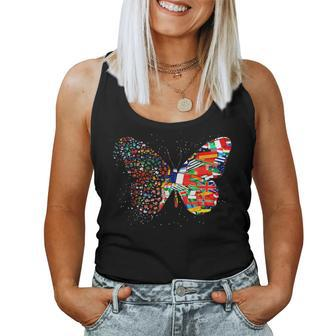 National Hispanic Heritage Month Flag Butterfly Wings Latino Women Tank Top - Seseable