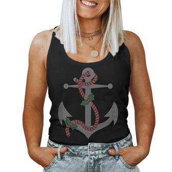Nautical Anchor Knit Pattern Beach Christmas Women Tank Top | Mazezy