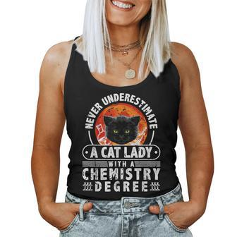 Never Underestimate A Cat Lady With A Chemistry Degree Women Tank Top Basic Casual Daily Weekend Graphic - Seseable