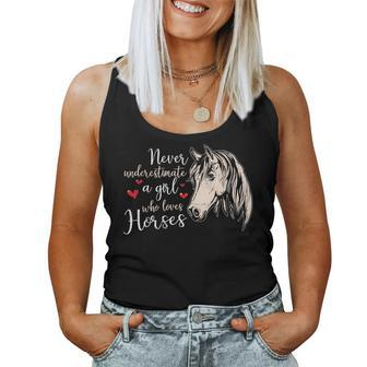 Never Underestimate A Girl Who Loves Horses Horse Girl Farm Women Tank Top Basic Casual Daily Weekend Graphic - Seseable