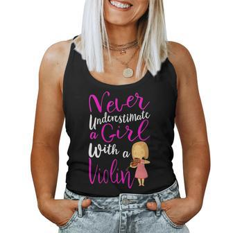Never Underestimate A Girl With A Violin Cool Gift Gift For Womens Women Tank Top Basic Casual Daily Weekend Graphic - Seseable