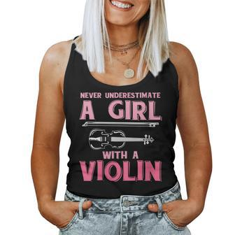 Never Underestimate A Girl With A Violin Gift For Womens Women Tank Top Basic Casual Daily Weekend Graphic - Seseable