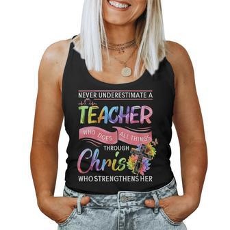 Never Underestimate A Teacher Who Does All Things Quote Women Tank Top Basic Casual Daily Weekend Graphic - Seseable