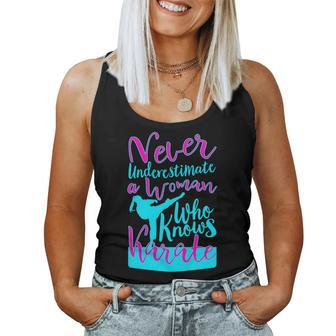 Never Underestimate A Woman Who Knows Karate Gift For Mom Women Tank Top Basic Casual Daily Weekend Graphic - Seseable