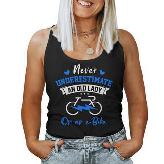 Never Underestimate An Old Lady On An Ebike Bicycle Cyclist Women Tank Top Basic Casual Daily Weekend Graphic - Seseable