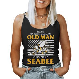 Never Underestimate An Old Man Whos Also A Seabee Women Tank Top Basic Casual Daily Weekend Graphic - Seseable