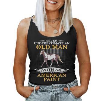 Never Underestimate An Old Man With An American Paint Horse Gift For Mens Women Tank Top Basic Casual Daily Weekend Graphic - Seseable
