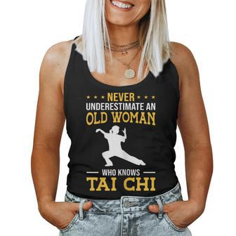 Never Underestimate An Old Woman Who Knows Tai Chi Fight Gift For Womens Women Tank Top Basic Casual Daily Weekend Graphic - Seseable