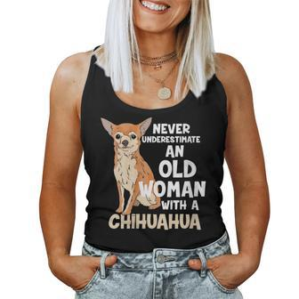 Never Underestimate An Old Woman With A Chihuahua Dog Lover Gift For Womens Women Tank Top Basic Casual Daily Weekend Graphic - Seseable