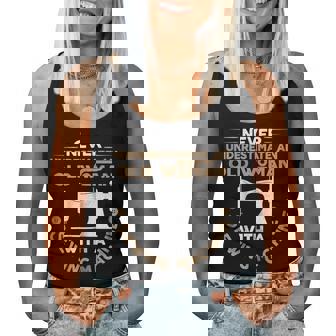 Never Underestimate An Old Woman With A Sewing Machine Gift For Womens Women Tank Top Basic Casual Daily Weekend Graphic - Seseable
