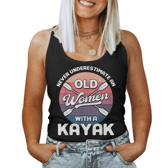 Never Underestimate An Old Women With A Kayak Kayaking Women Tank Top Basic Casual Daily Weekend Graphic - Seseable