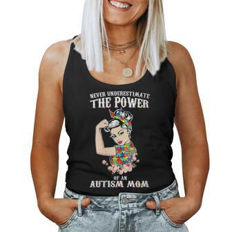 Never Underestimate The Power Of An Autism Mom Autism Aware Gift For Womens Women Tank Top Basic Casual Daily Weekend Graphic - Seseable