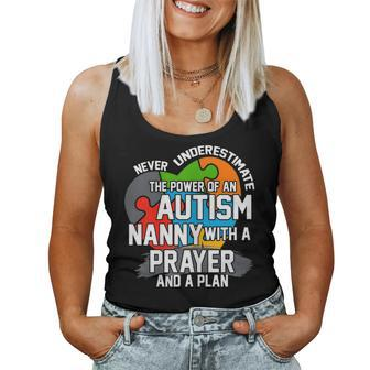 Never Underestimate The Power Of An Autism Nanny Gift For Womens Women Tank Top Basic Casual Daily Weekend Graphic - Seseable