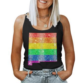 New Mexico Gay State Pride Rainbow Flag Map Gay Lesbian Women Tank Top | Mazezy