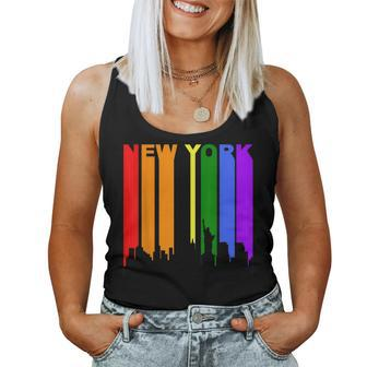New York City Lgbtq Gay Pride Rainbow Skyline Women Tank Top | Mazezy